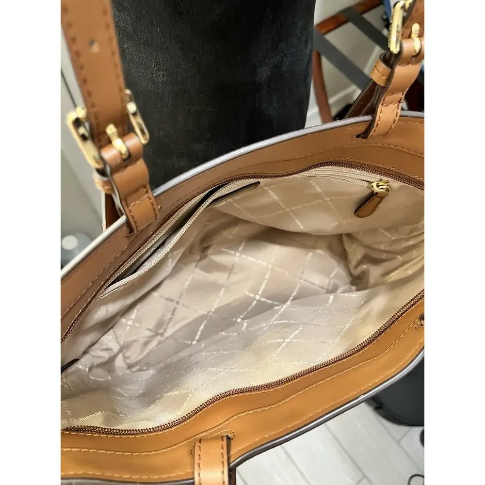 Michael Kors Jet Set Travel Medium Vegan Leather Double Pocket Tote-Luggage